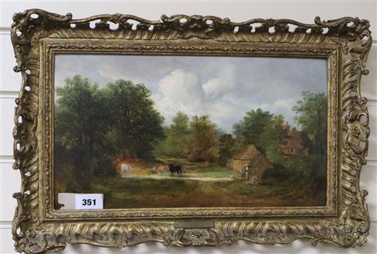 Attributed to Thomas Creswick (1811-1869), oil on panel, Cattle in a landscape, 24 x 43cm